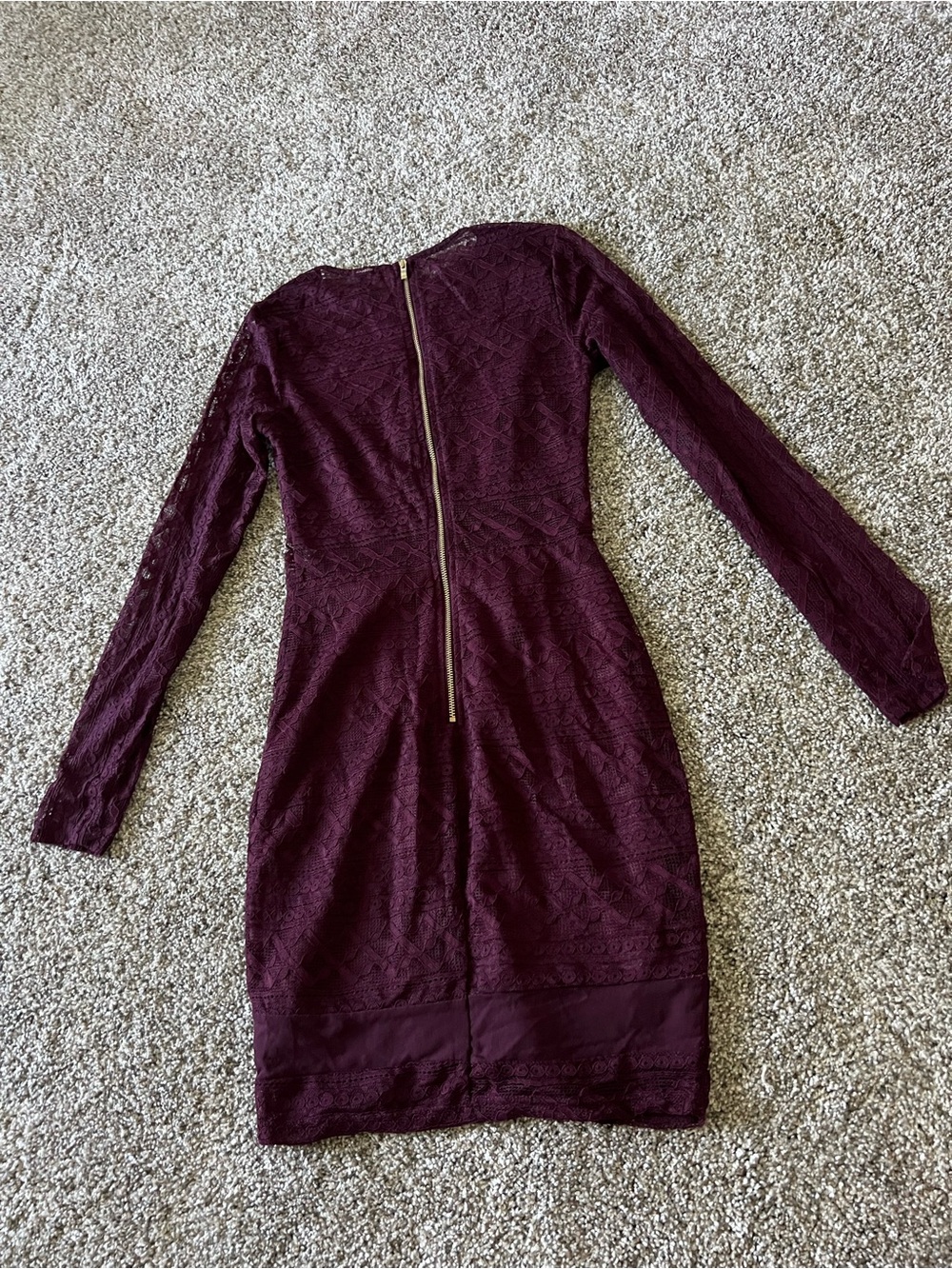 Windsor Long Sleeve Lace Sheath Dress in Burgundy - Picture 2 of 3